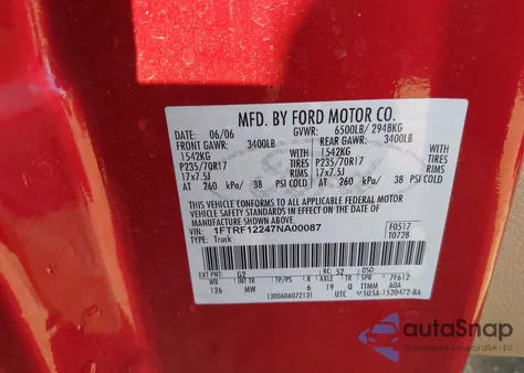 2007 Ford F-150 Stx/Xl/Xlt from USA, damaged, VIN 1FTRF12247NA00087